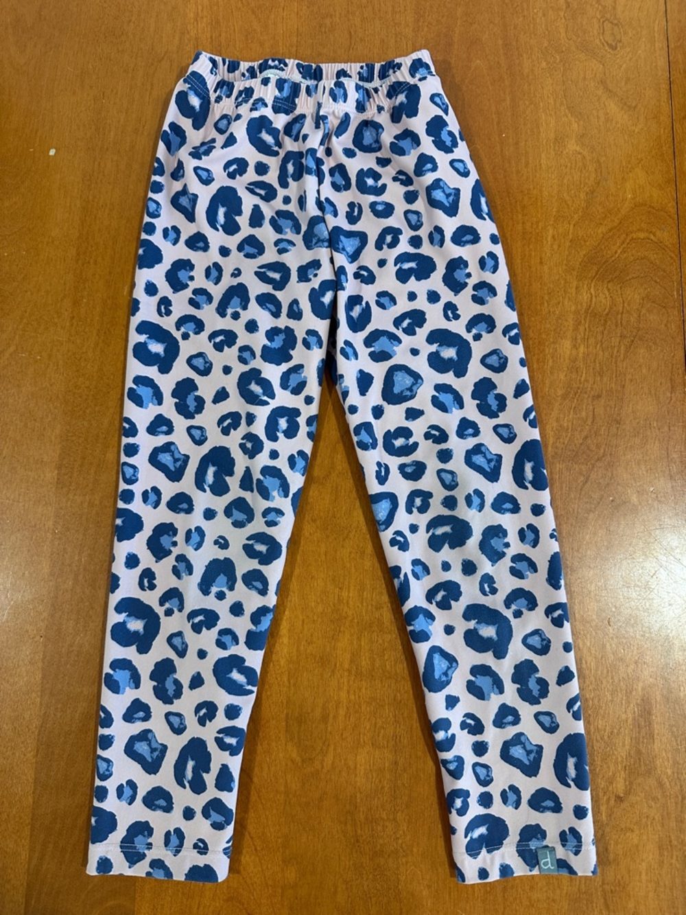 Deux par Deux sz 4 Girls Pink Leggings Blue Leopard Print EUC
